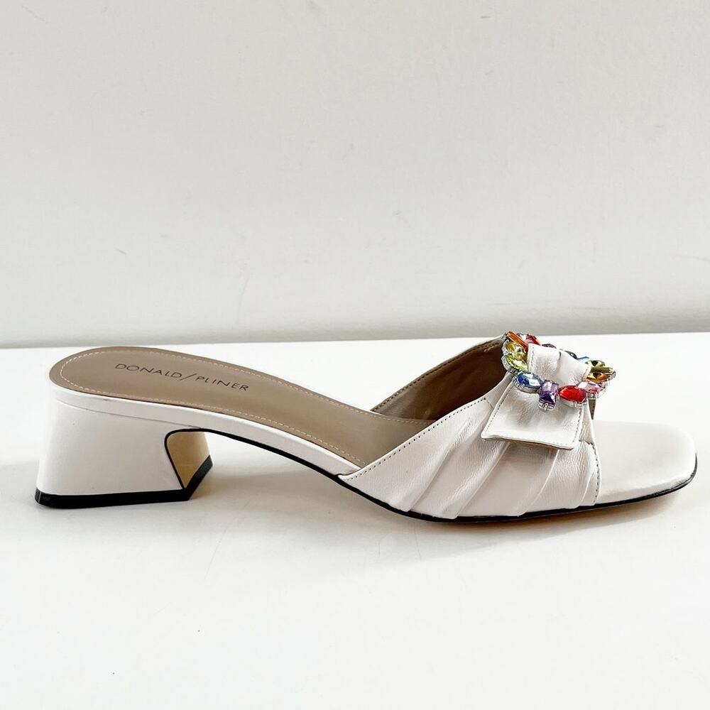 Donald J. Pliner White Sandals with Colorful Embellishments
